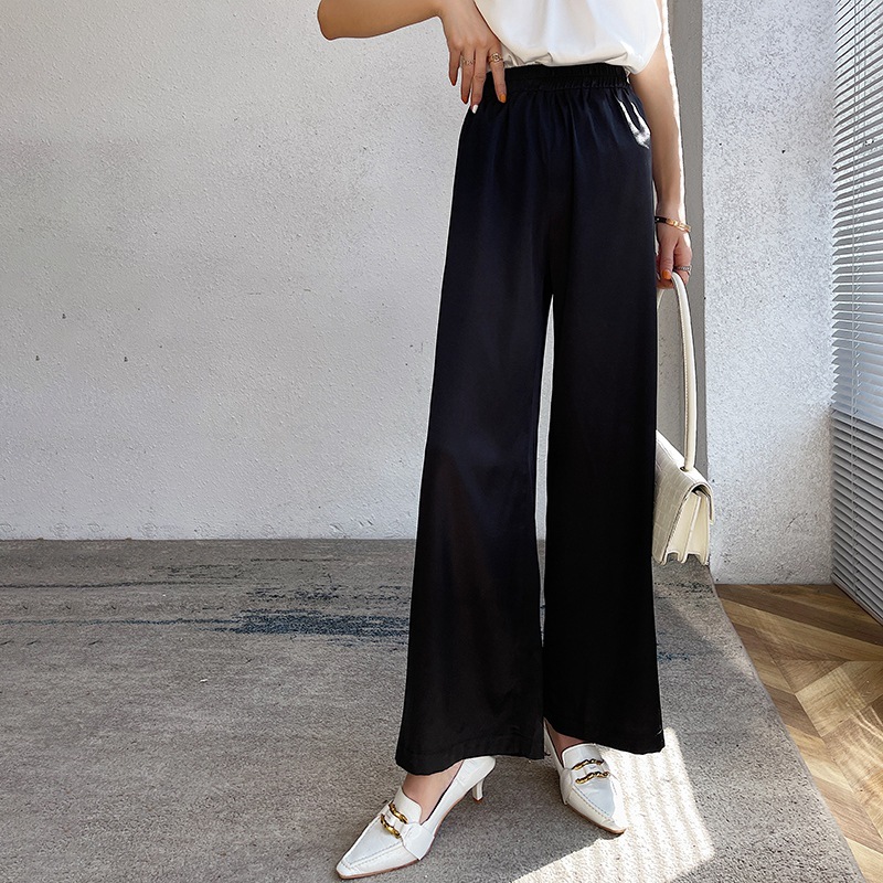 Acetate silk-like satin straight pants women's summer wide-leg pants high waist draped pearly silky light luxury texture women's pants