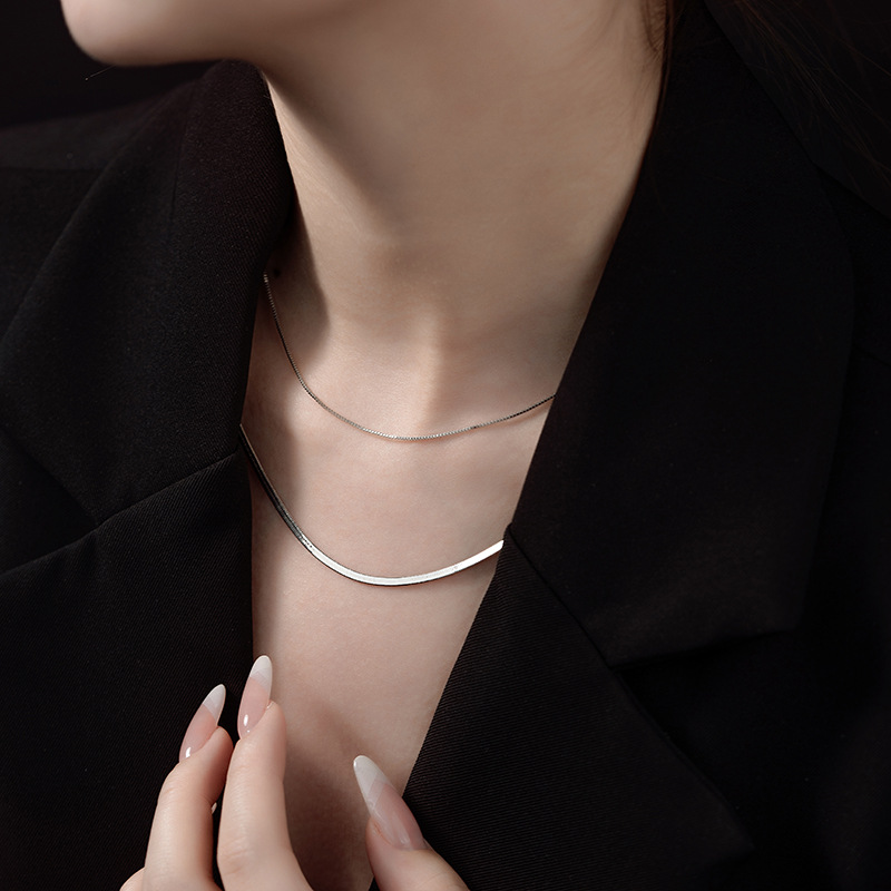 Double-layer Stacked Necklace Women's Light Luxury Stylized Refined Snake Bone Chain Niche Young Style Fairy Style Chain Simple Accessories