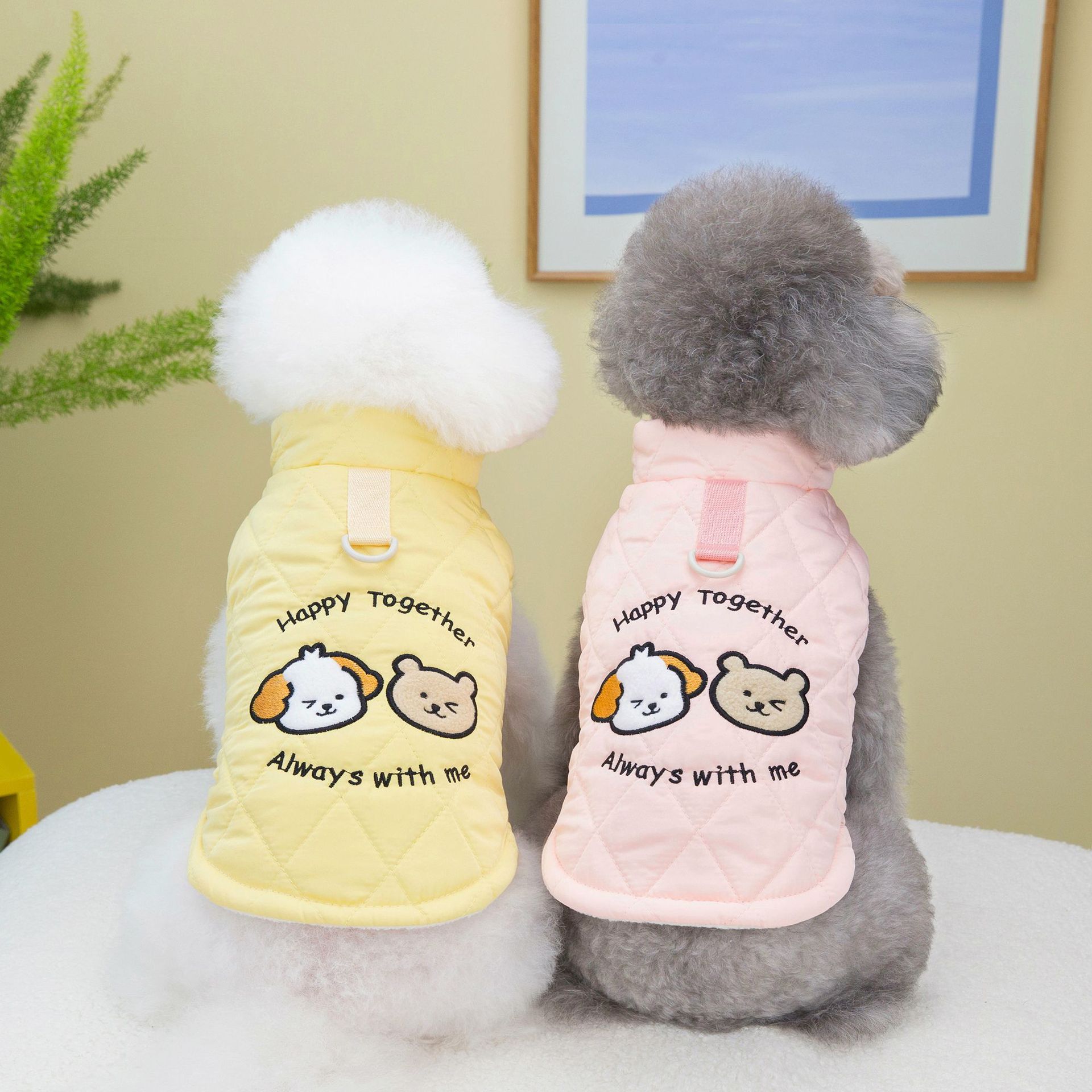 Pet clothing autumn and winter New dog clothes Teddy cat pet clothes winter thickened 23 cartoon cotton-padded clothes