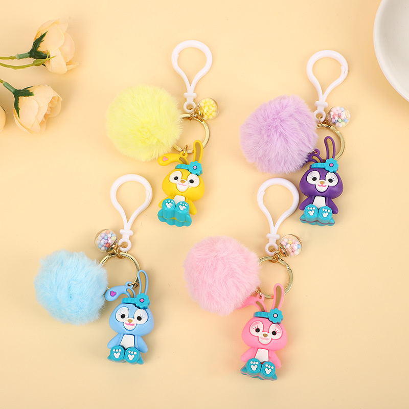 Cartoon drop glue doll key pendant female creative fur ball star Dailou rabbit schoolbag key chain pendant wholesale