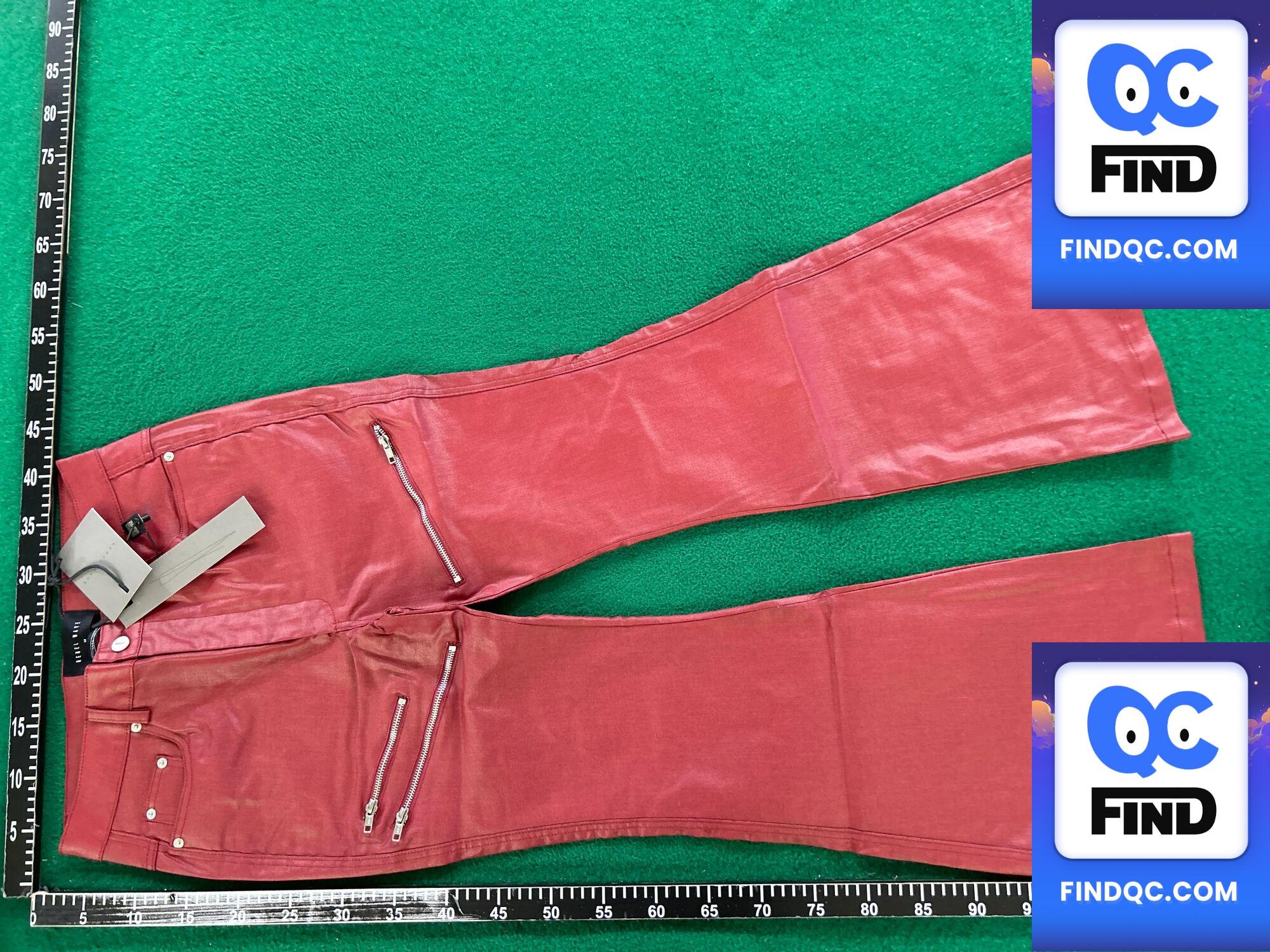 Rebel Wave Liquid Metal Red Coated Wax Pants Slightly Flared Denim QC