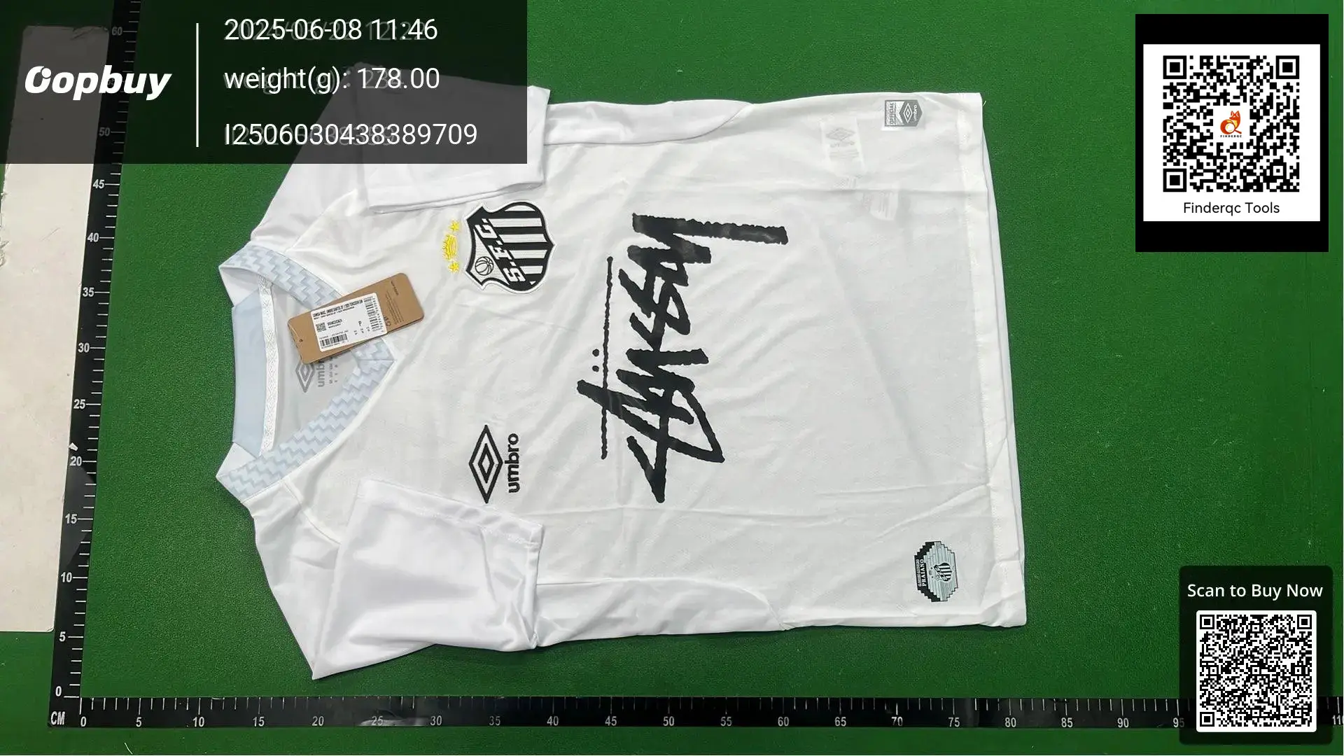 Umbro Santos Stussy White Short Sleeve Jersey