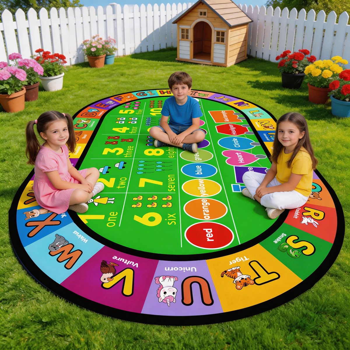Kindergarten Carpet Early Education Center Room Floor Mat with Logo and English Letters Reading Area Educational Game Mat