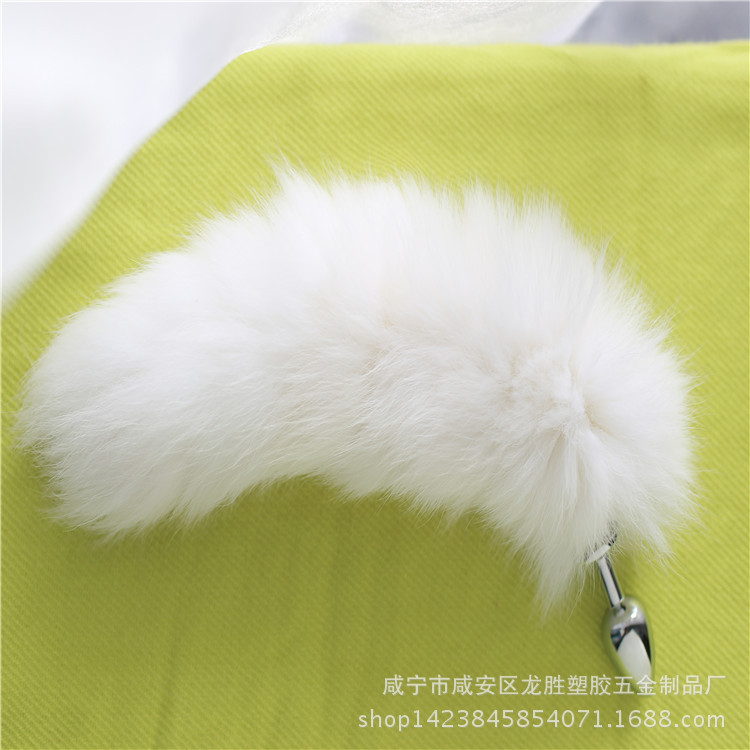 Sex toys factory wholesale white fox tail silver anal plug back court alternative toys support one-piece delivery medium
