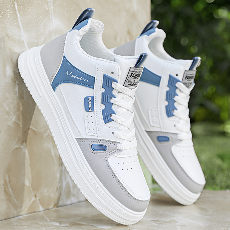 High-Top Men's Shoes Summer Breathable Sports Shoes Men's 2025 New Casual White Shoes Men's Trendy Versatile Sneakers
