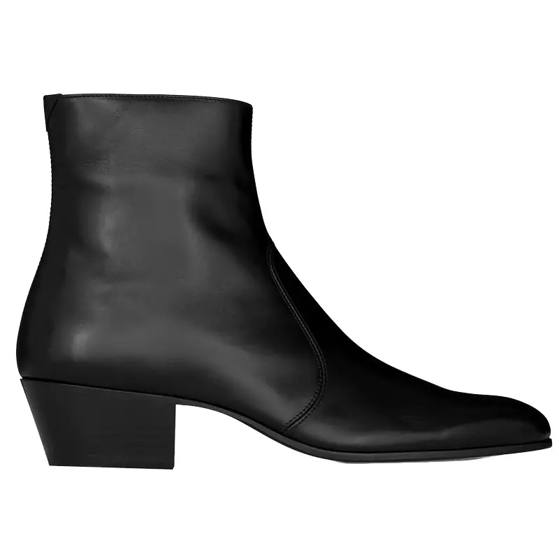 Winter European and American Chelsea Boot Chelsea Boots Men's Short Boots Genuine Leather Pointed Toe Denim High-Top Martin Boots British Style
