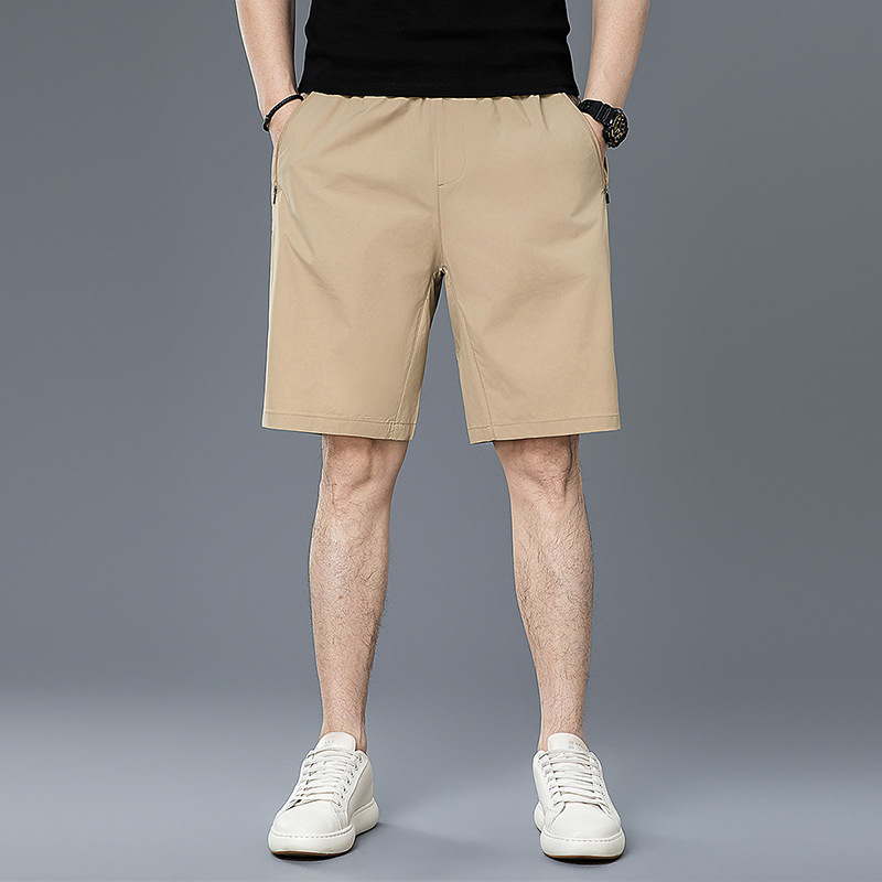Men's Summer Ice Silk Shorts, Straight-Leg Loose Quick-Dry Sports Beach Pants, Cool and Breathable Casual Pants
