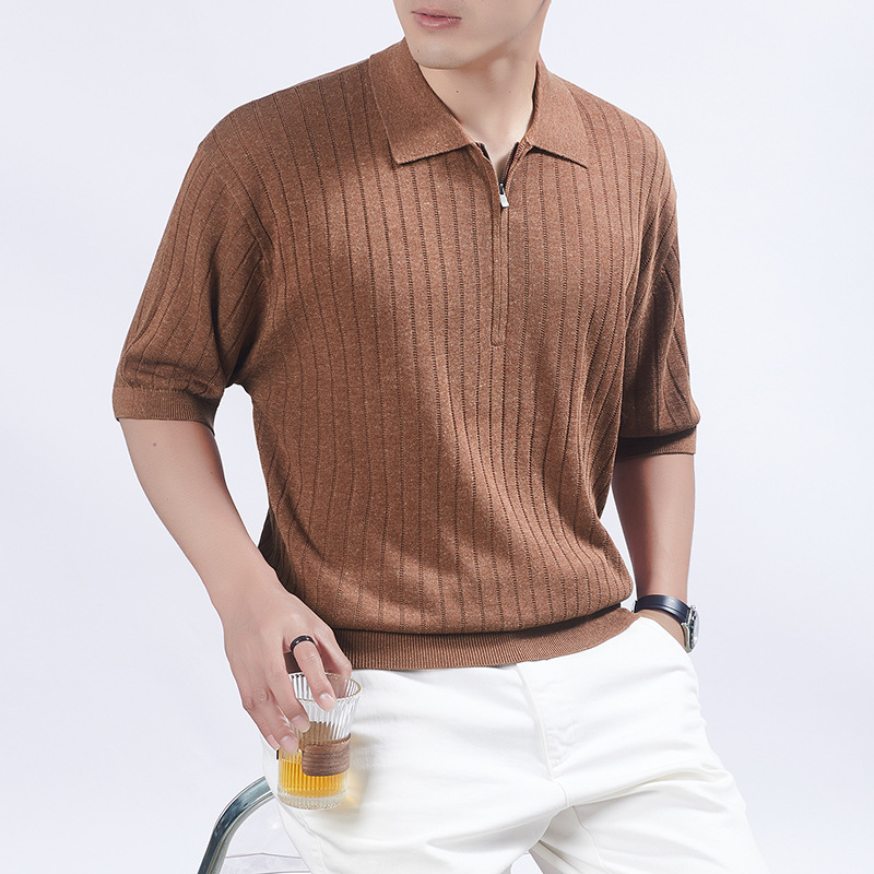 Old Money Style Striped Short-Sleeve T-Shirt Knitwear for Men 2026 Spring/Summer Japanese Style Loose Retro Versatile Men's Clothing