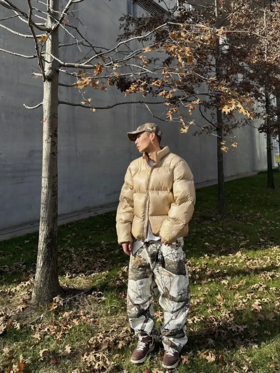 American retro Situ Four Great Happiness Realtree Branches Maple Leaves Loose Full Print Camouflage Denim jacket Couple