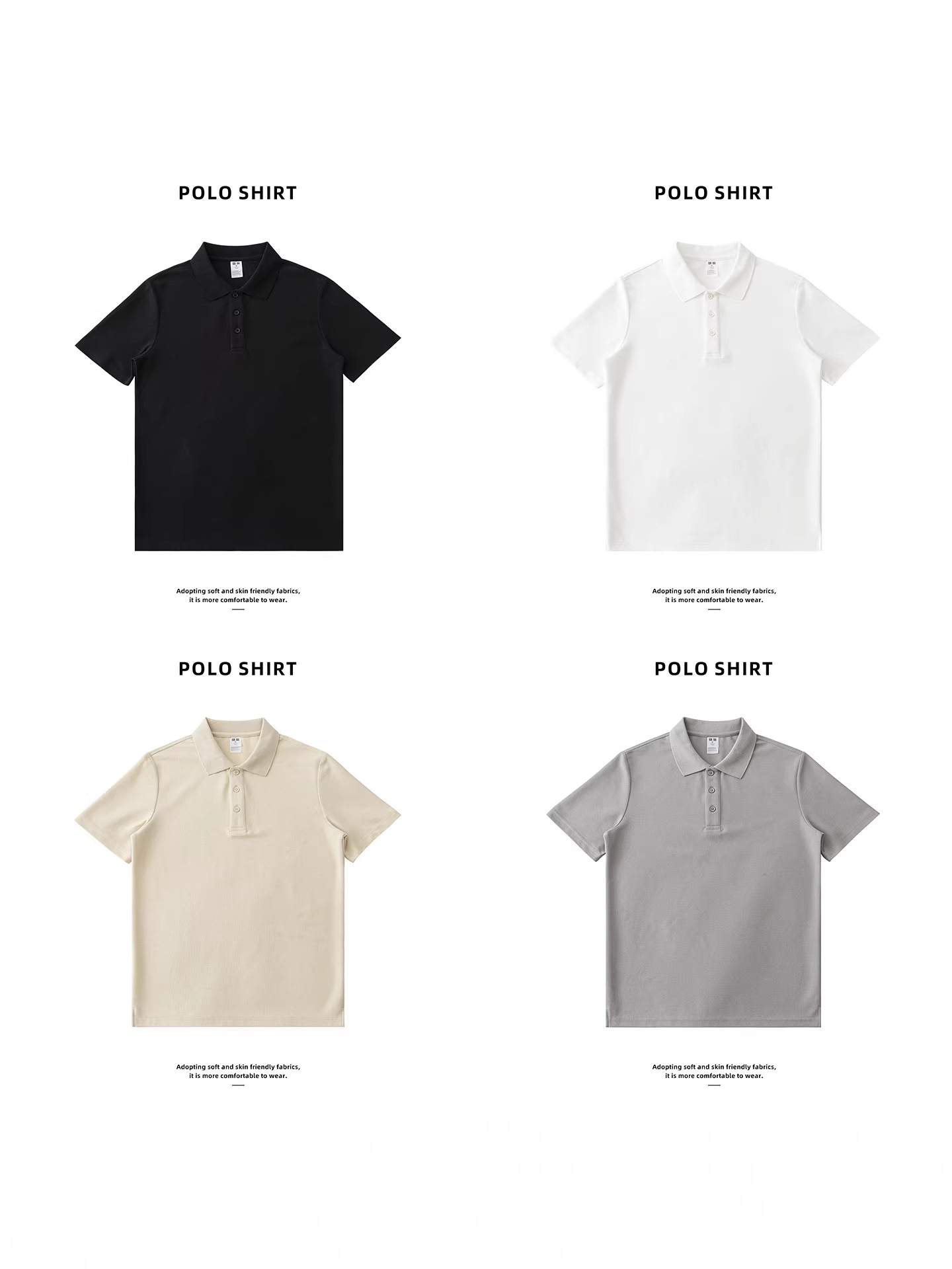 Summer thin 200g Pearl cotton texture polo shirt men's youth casual simple comfortable breathable lapel short sleeve