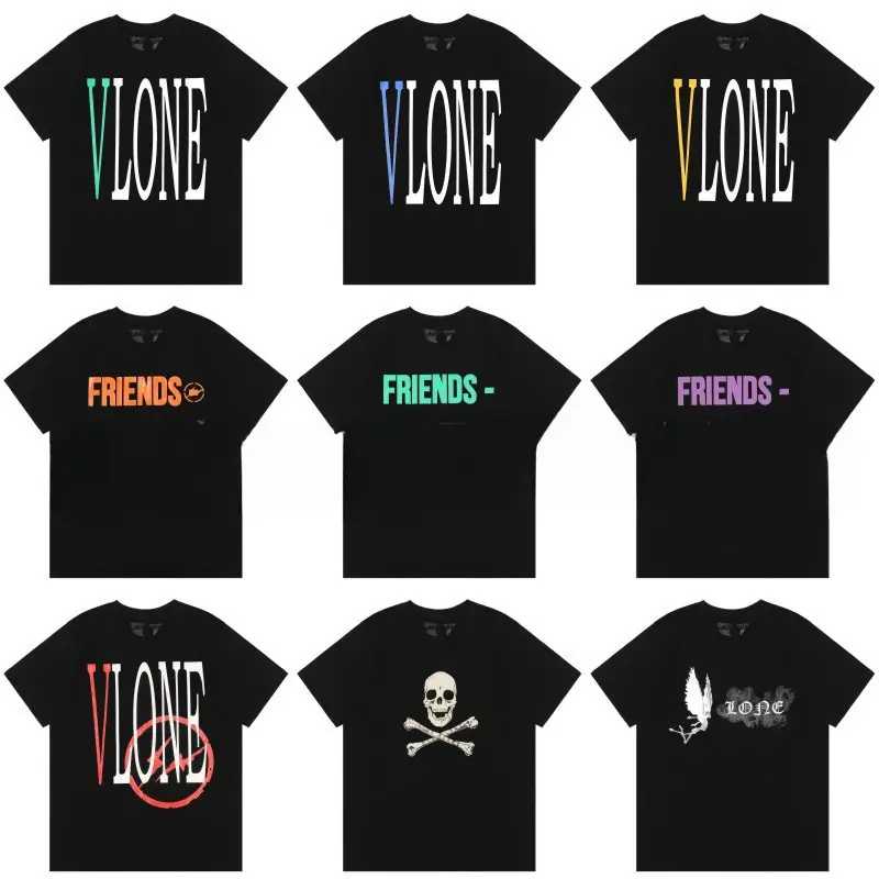 High Street Hip Hop Cross Border High Street Big Teeins Summer Fog Short Sleeve VLONEV Heavy Half Sleeve Couple T-Shirt FOG