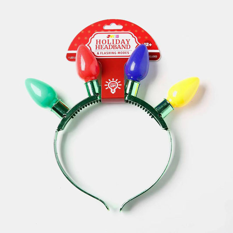 Cool Laste Christmas Headwear Led Light-Up Headband Cat Ears Foldable Bow Wreath Party