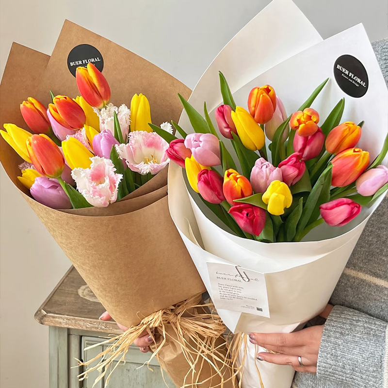 Shangjin 520 Valentine's Day Tulip Bouquet Wrapping Paper Thickeneded Hard Cardboard Styling Paper Flower Wrapping Flower Paper DIY