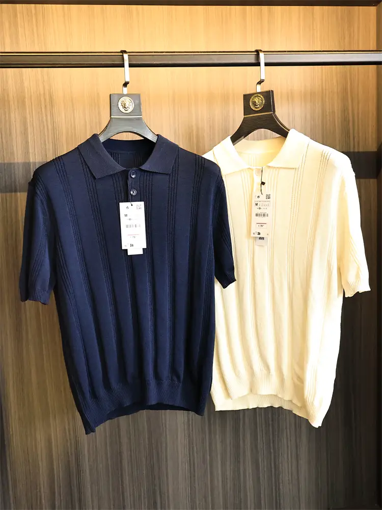 Spanish Order Custom Knit 2025 Summer Light Luxury Men's Collared Short-Sleeve Knit Polo Shirt Trendy
