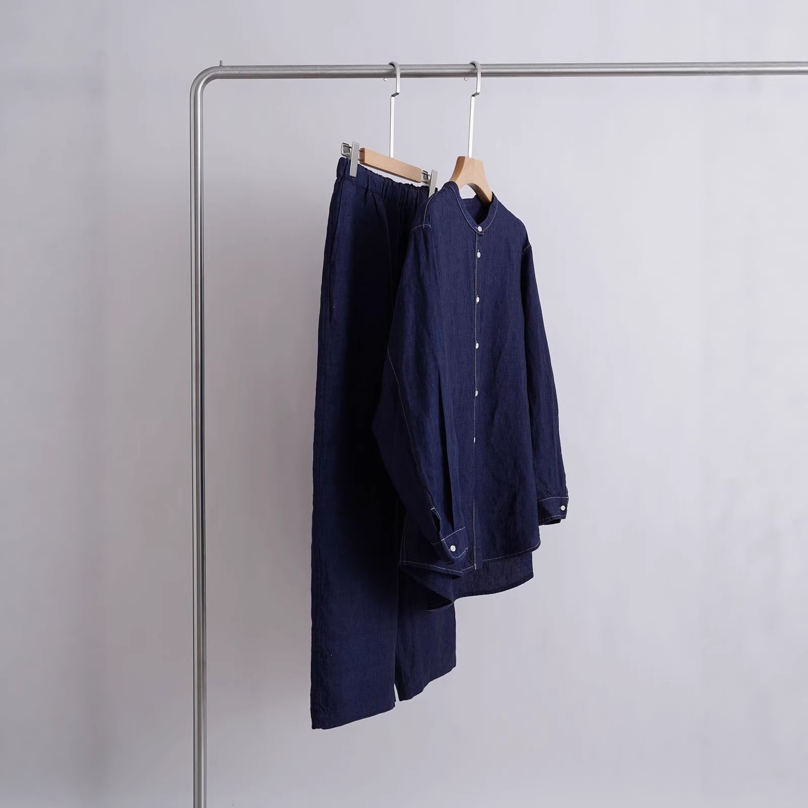 Yilu Light Cotton Series_Comfortable and Relaxed Linen Shirt and Wide-Leg Pants Two-Piece Set, Available for Dropshipping