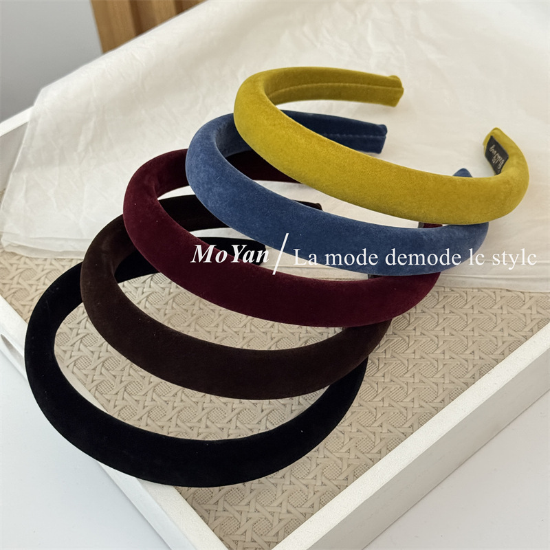Vintage Age-Reducing Velvet Sponge Headband High Crown Face-Slimming Small Headband Korean Style New Trendy Internet Celebrity Temperament Hair Clip