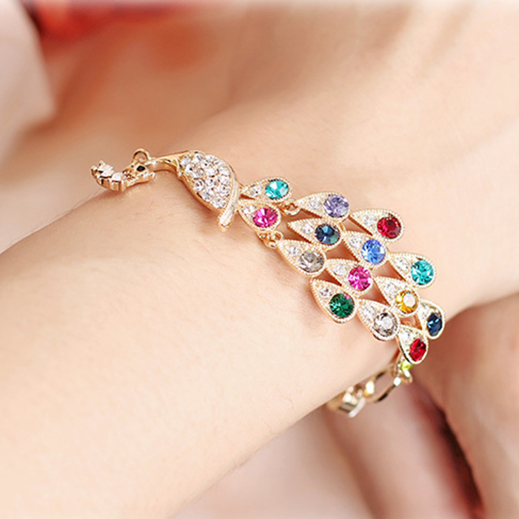 South Korea new jewelry simple shiny rhinestone phoenix bracelet fashion colorful peacock bracelet jewelry wholesale