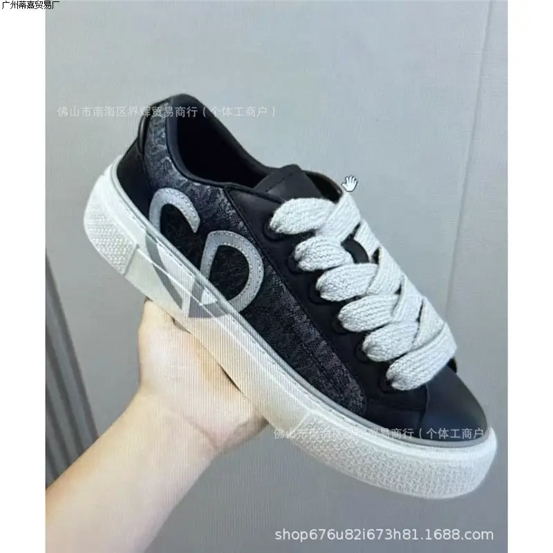 European Station B33 Top Genuine Leather Color-Block Casual Sneakers for Women with Embroidery D Brand Spring Men's Shoes Couple Sports Shoes