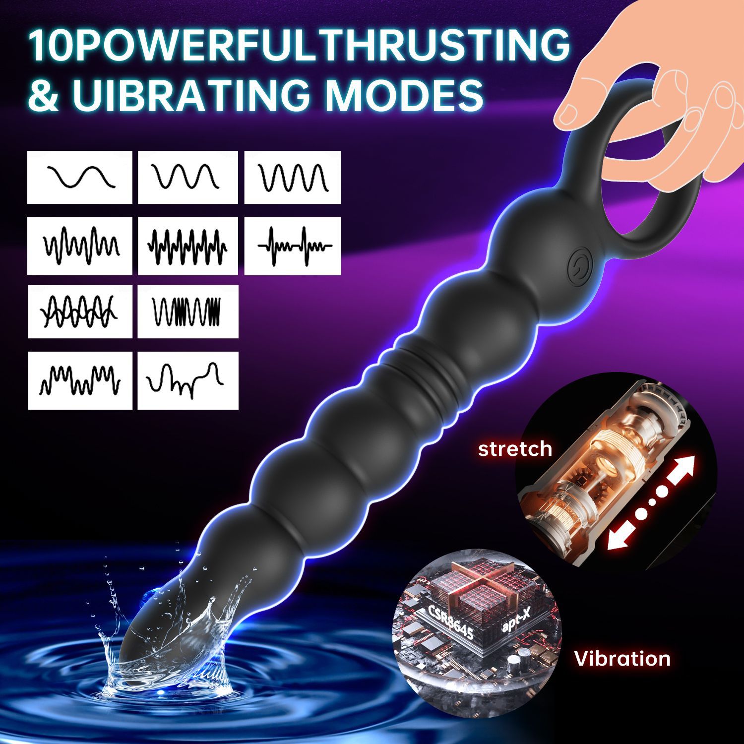 Cross-border Anal Plug Stimulation Silicone Female Telescopic Bead Vibrator Rear Massager Male Anal Plug Sex Supplies