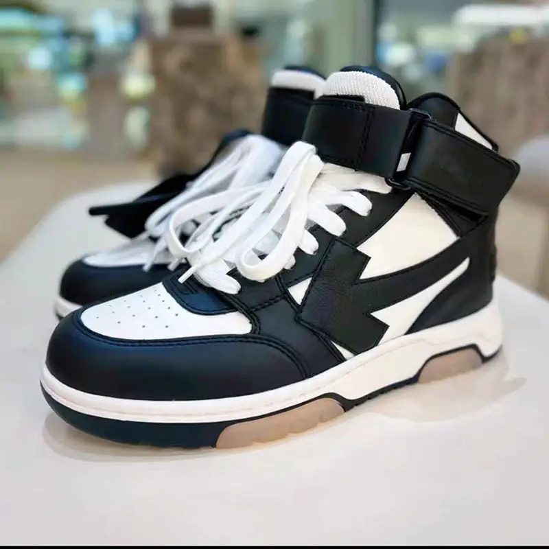 European station tide off shoes male summer cowhide high-top shoes female thick bottom panda colorful ow board shoes couple shoes
