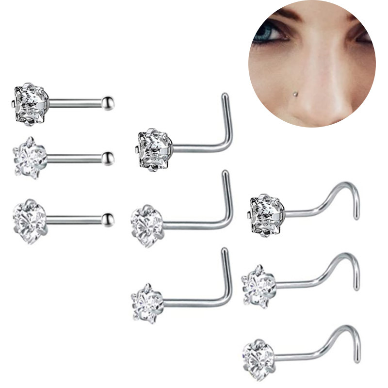 Cross-Border Nose Nail Multifunctional Zircon Nose Ornament Earrings Amazon Peach Heart Zircon Nose Nail Body Piercing Jewelry