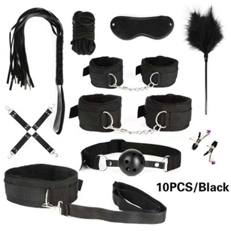 Foreign trade webbing plush ten 10 piece set adult fun SM bundle sex toy supplies factory wholesale