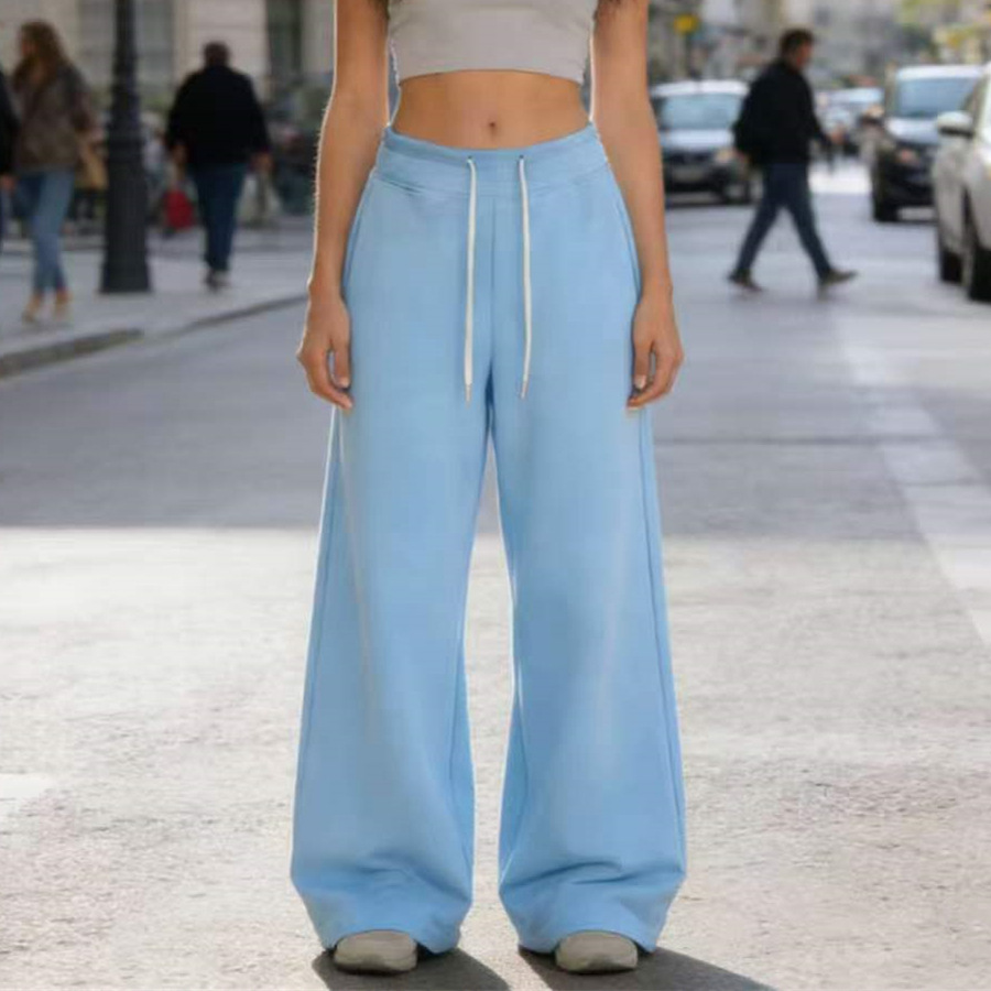 American Retro Fashion Scimitar Pants for Women, Summer Design, Versatile New Style, Solid Color, Loose Fit, Slimming Casual Wide-Leg Pants