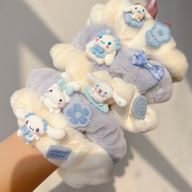 Cute Plush Hair Ring Soft Cute Head Rope Korean Style Large Bowel Ring Cartoon Hair Ornaments Yugui Dog Hair Rope Ball Head Rubber Tendon