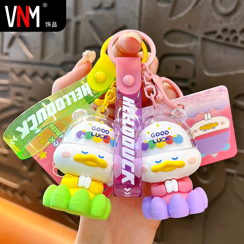 Creative new Buddha hood little duck key chain cute schoolbag pendant car key chain small gift wholesale