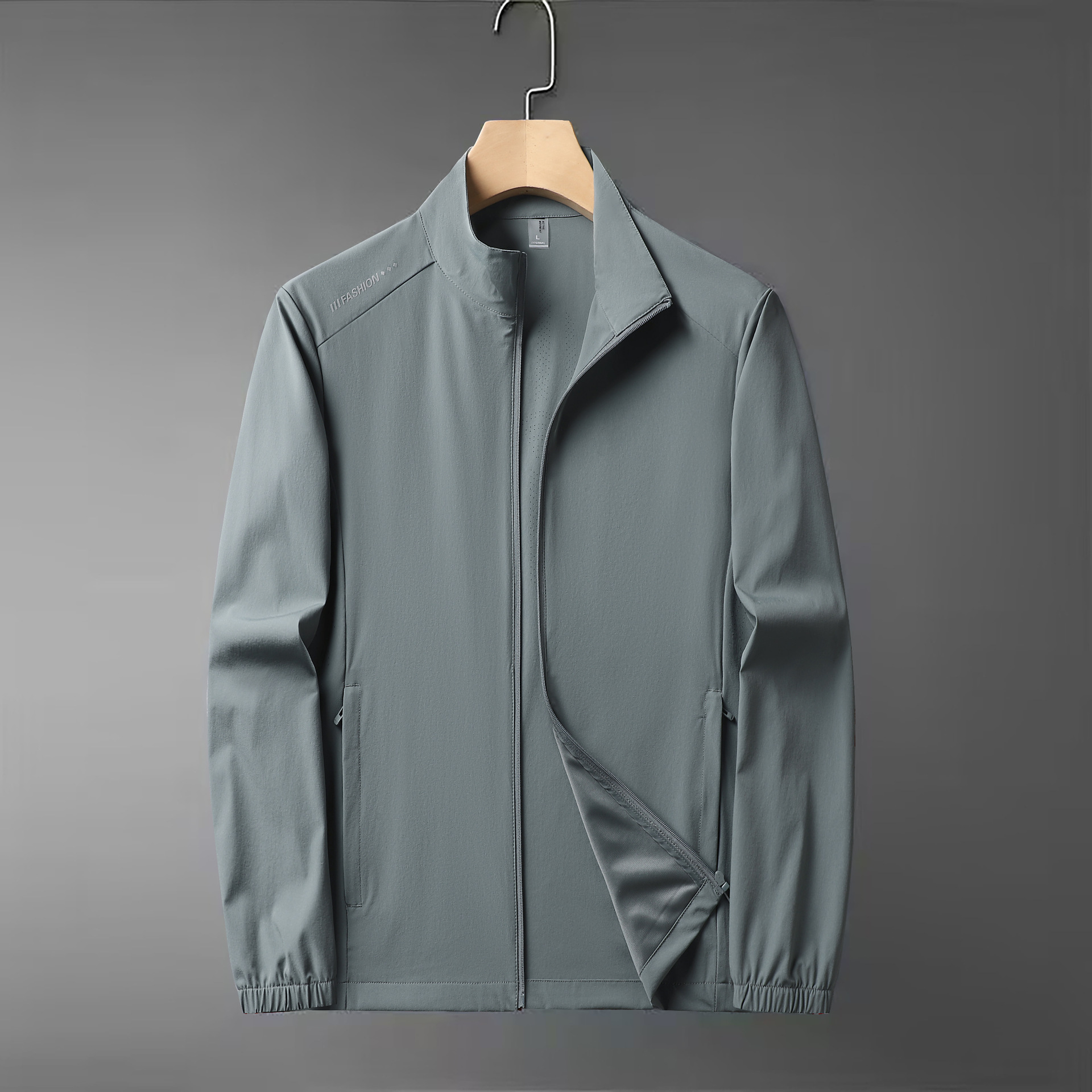 Couple Elderly Dad Wears Ice Silk Lightweight Breathable Lapel Jacket Summer Anti-Uv Quick-Drying Hoodless Sun Protection Clothing