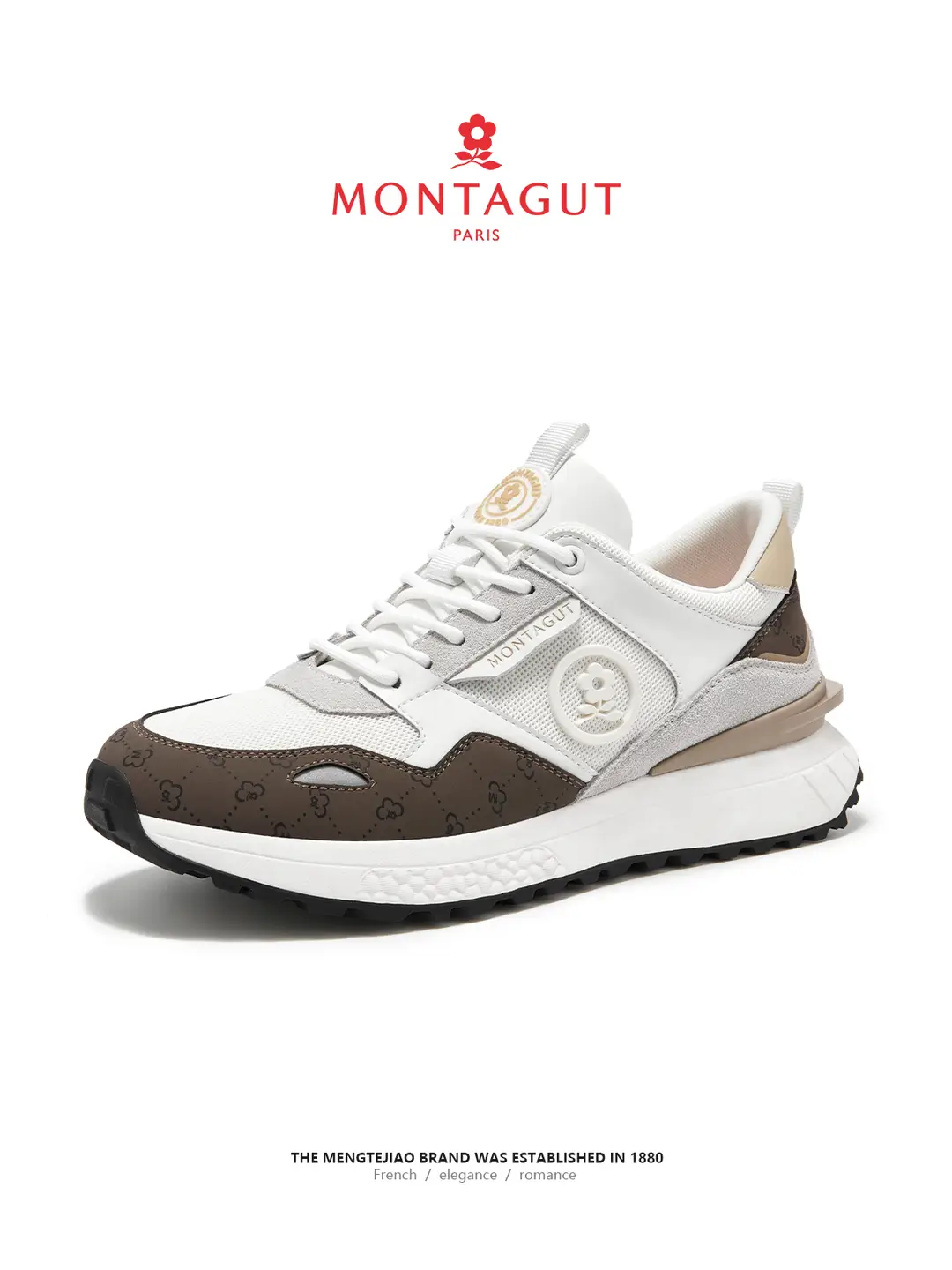 Montagut Spring Men's Shoes Trendy Sports Shoes Men's White Shoes Casual Shoes Outdoor Travel Abrasion Resistant Soft Sole Trbottomy Shoes