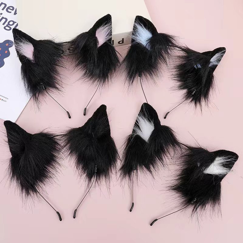 Original hand-made cat niang cat ear cos simulation three-dimensional beast ear KC cute plush ears lolita hairband wholesale