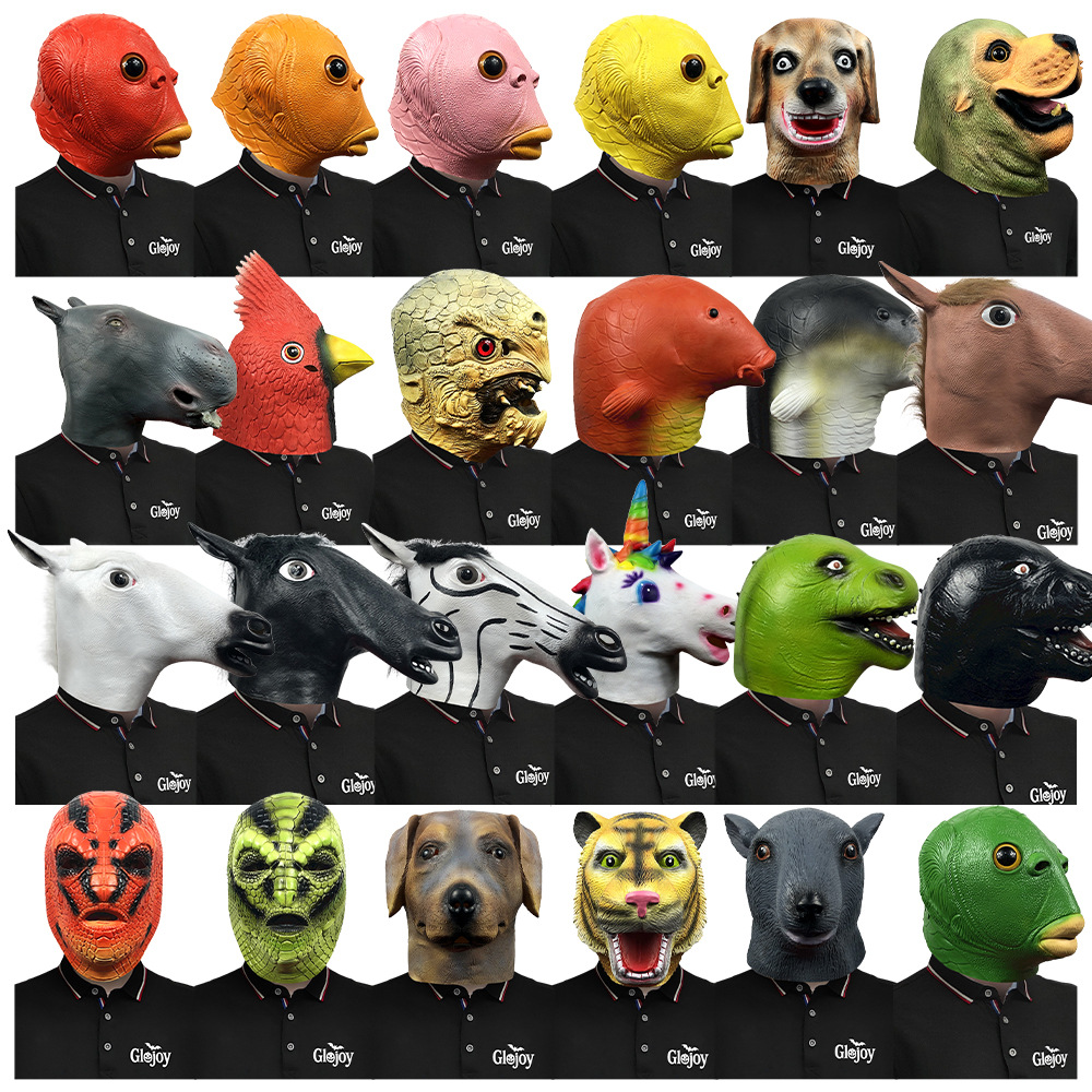 Animal Series Two Funny Latex Headgear Masquerade Cute Live Mask Halloween Party Performance Props