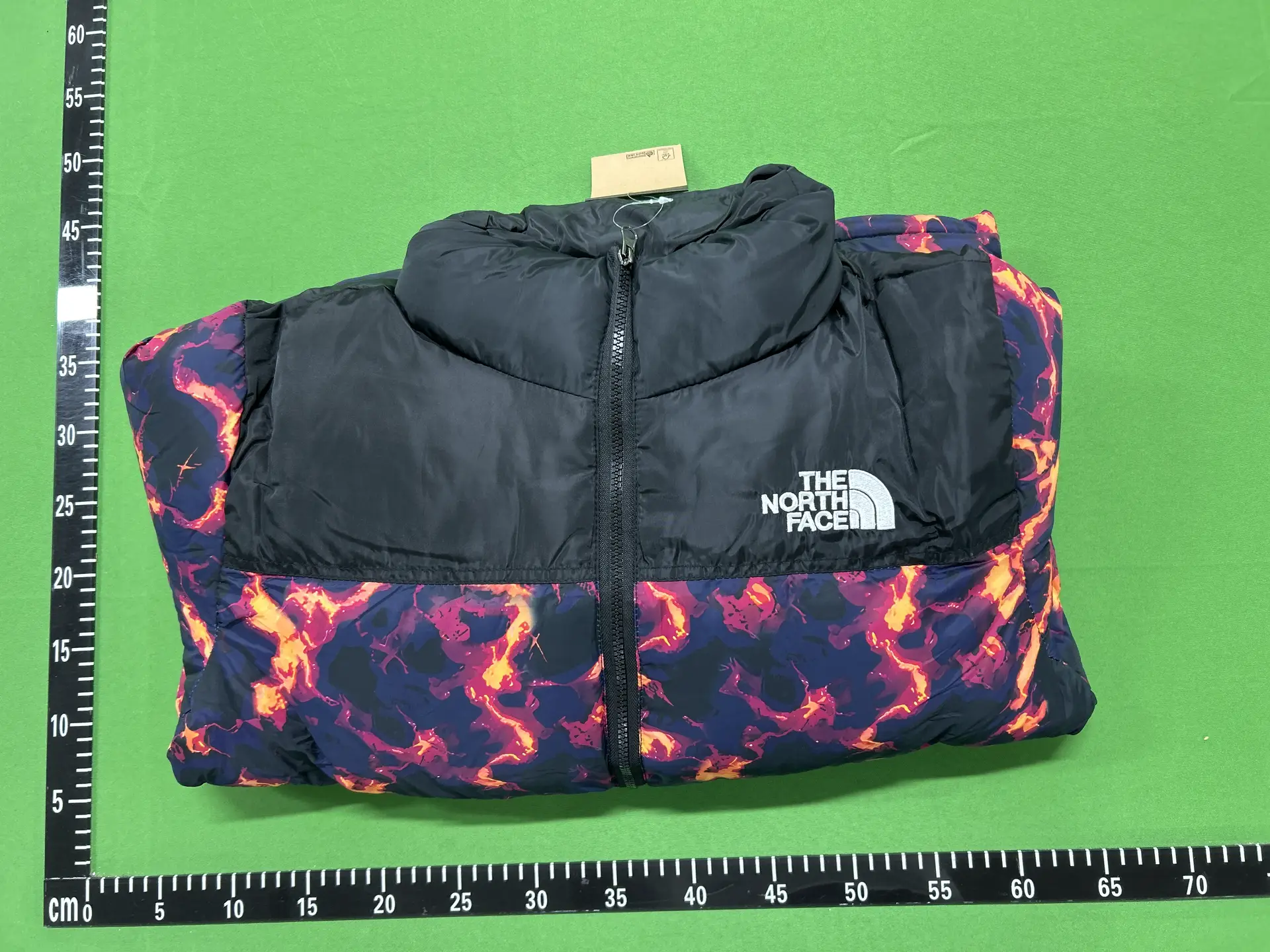 The North Face Puffer Jacket Black Fire Print