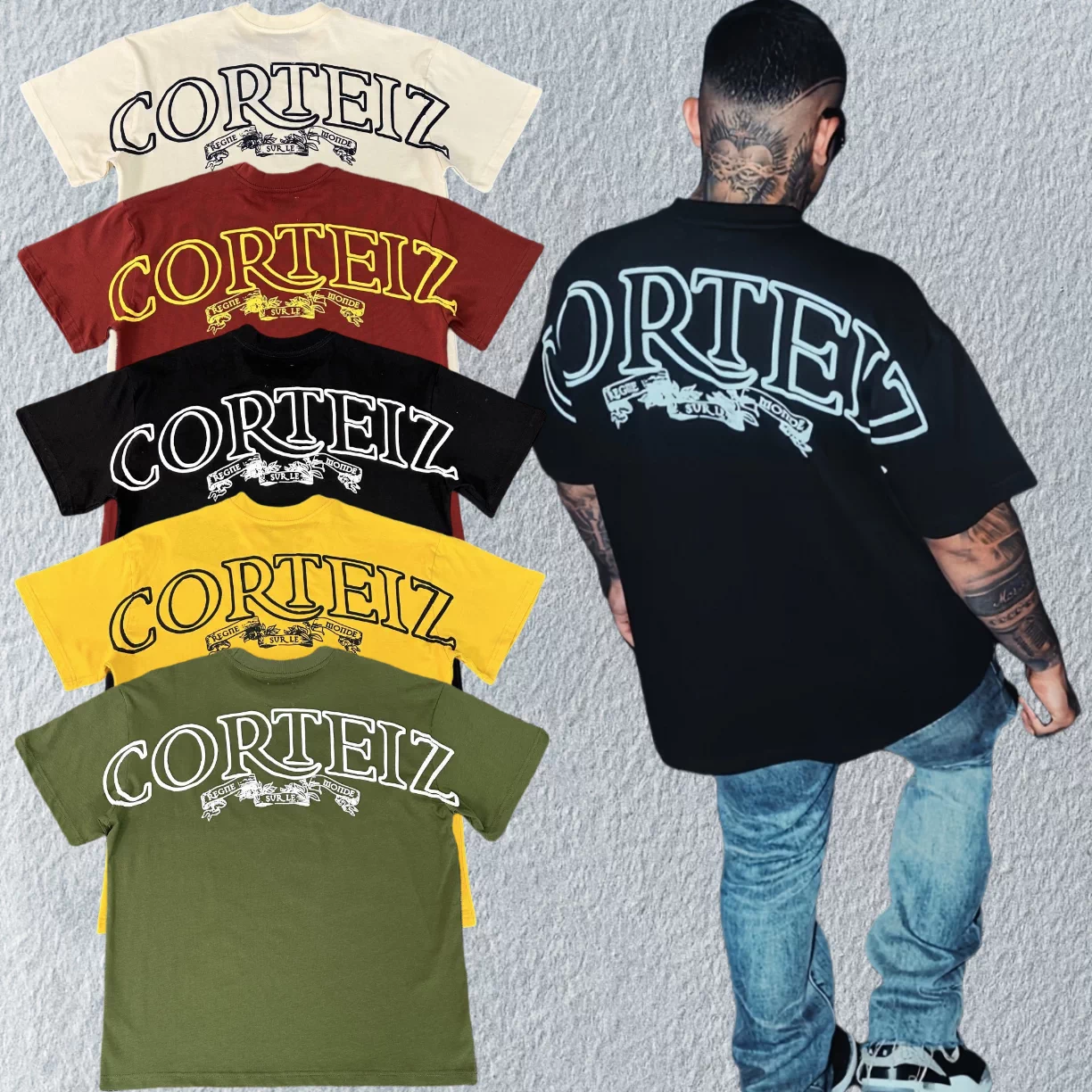 High version CORTEIZ Devil's Island ROYALE limited edition back letter print American street trend short sleeved T-shirt