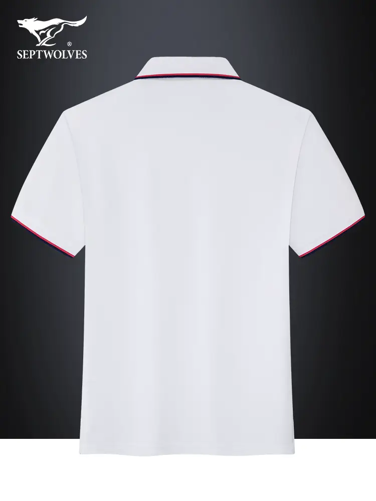 Septwolves Antibacterial pure cotton Short Sleeve T-Shirt Men's 2025 Summer Cool Breathable Lapel Polo Dad Wear Tops