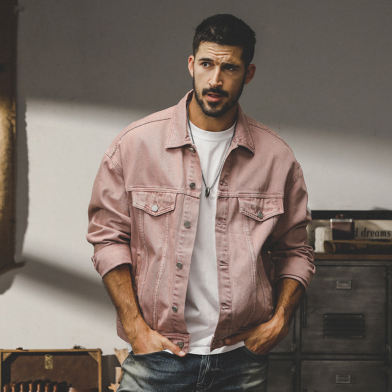 Jay Leno American Classic Vintage Tannin Denim Jacket Men's Spring and Autumn Assut Dopamine Autumn Jacket for Men