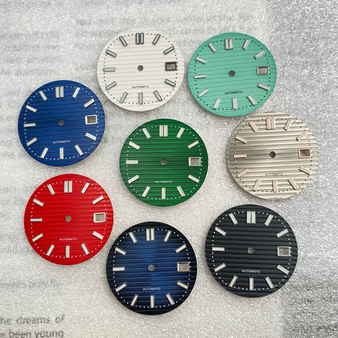 30.5mm Restoration Pp Dial No Logo Strip Nail Green Luminous Lettering Suitable for Nh35 Movement