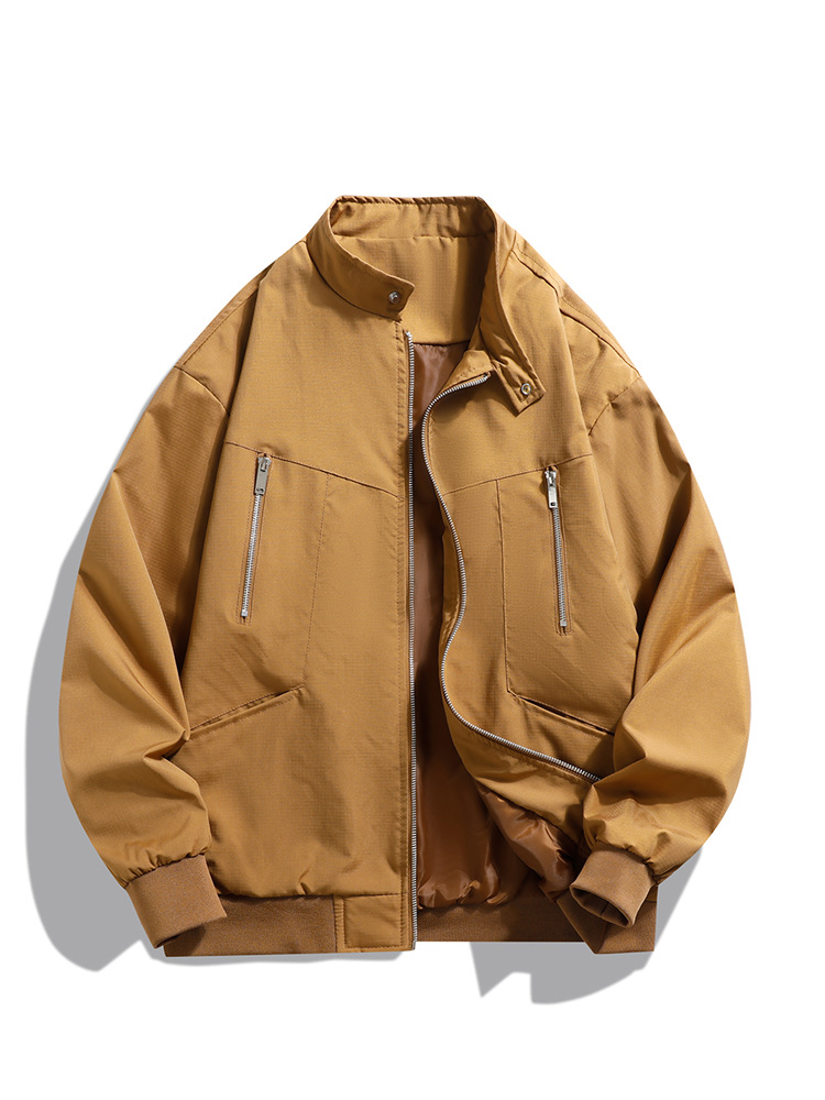 American High Street Stand-Up Collar Workwear Bomber Jacket Men's Loose Trendy Brand Zipper Design Baseball Jacket Trendy
