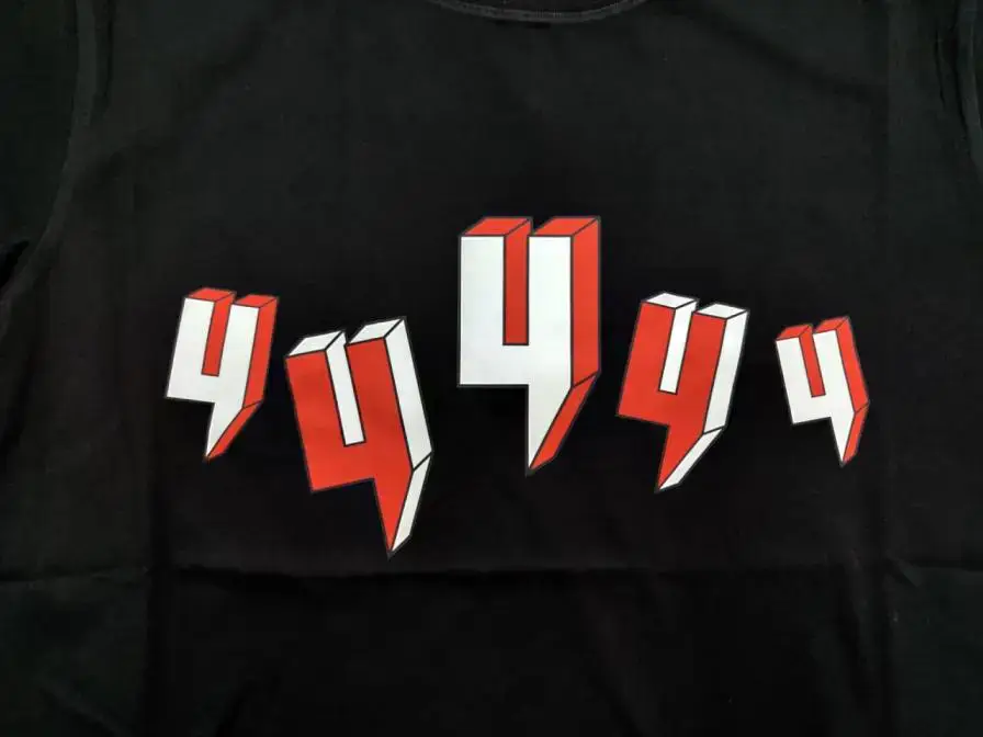 Black Cotton T-Shirt with 444 Graphic