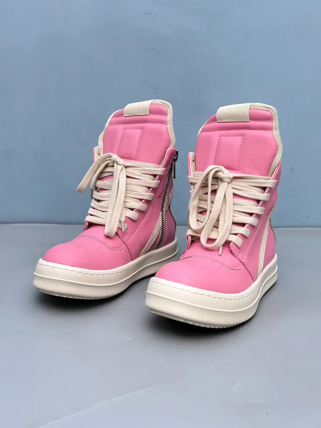 Rick Owens High-Top Sneakers Pink Leather