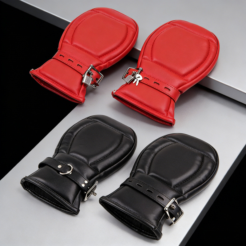 Fun sm sponge boxing handcuffs red black dog palm set husband and wife pu sex equipment flirting toys adult supplies