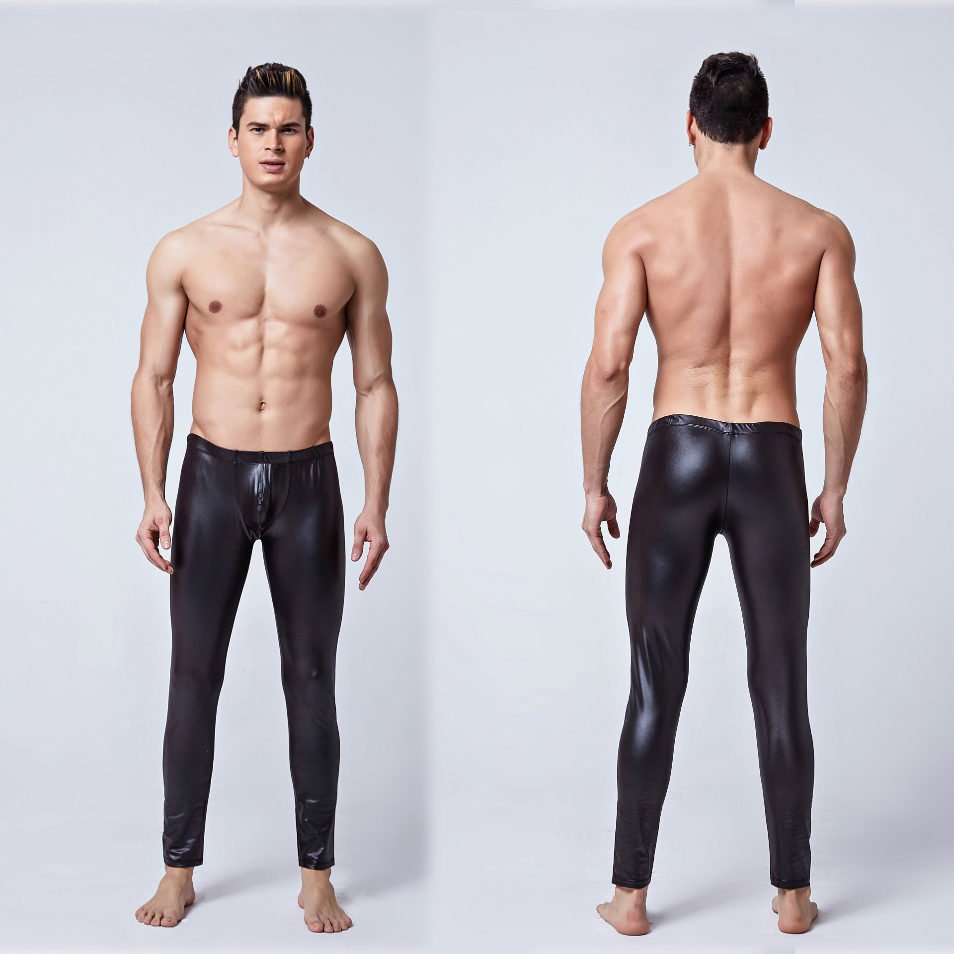 Super size European and American sexy underwear men's patent leather tights jumpsuit nightclub sexy stage DS performance spot