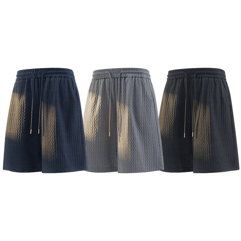 New Style Men's Casual Shorts, Sports Shorts, Solid Color Jacquard Large Shorts, Beach Shorts, Plus Size Shorts