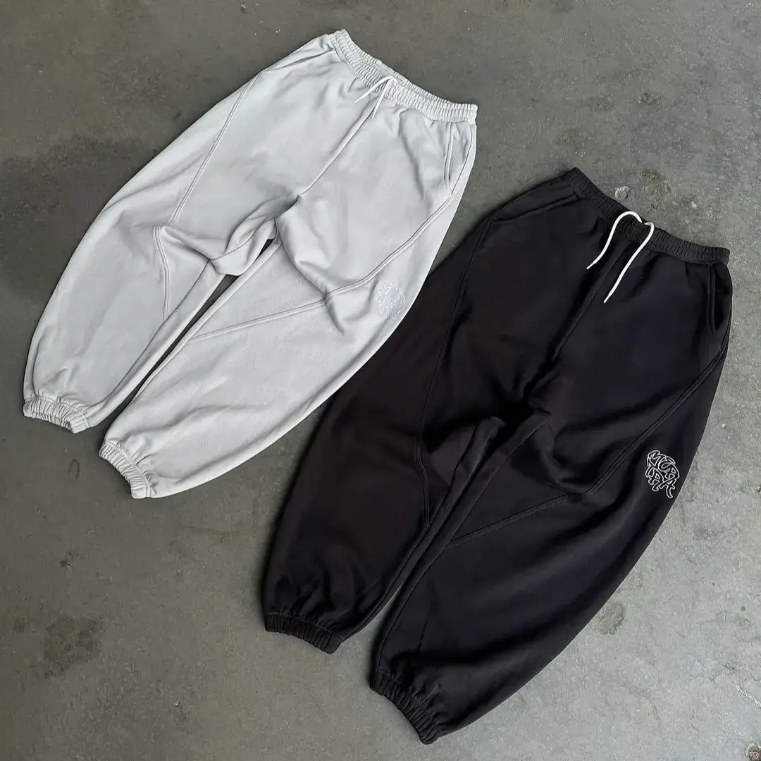 European and American Foreign Trade Cross-border Trendy Brand Elastic Tie Rope Sweatpants Casual Pants High Street Hip Hop Rap Street Wear Y2K