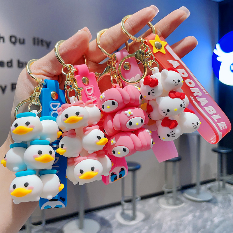 Online celebrity cartoon animal doll Jenga keychain cute car key chain bag pendant small gift wholesale