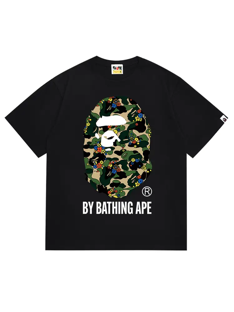 Cross-Border Supply Export Wholesale Trendy Brand Bape Ape Head Short-Sleeved 230g Shark Top T-Shirt Half-Sleeved T-Shirt 3