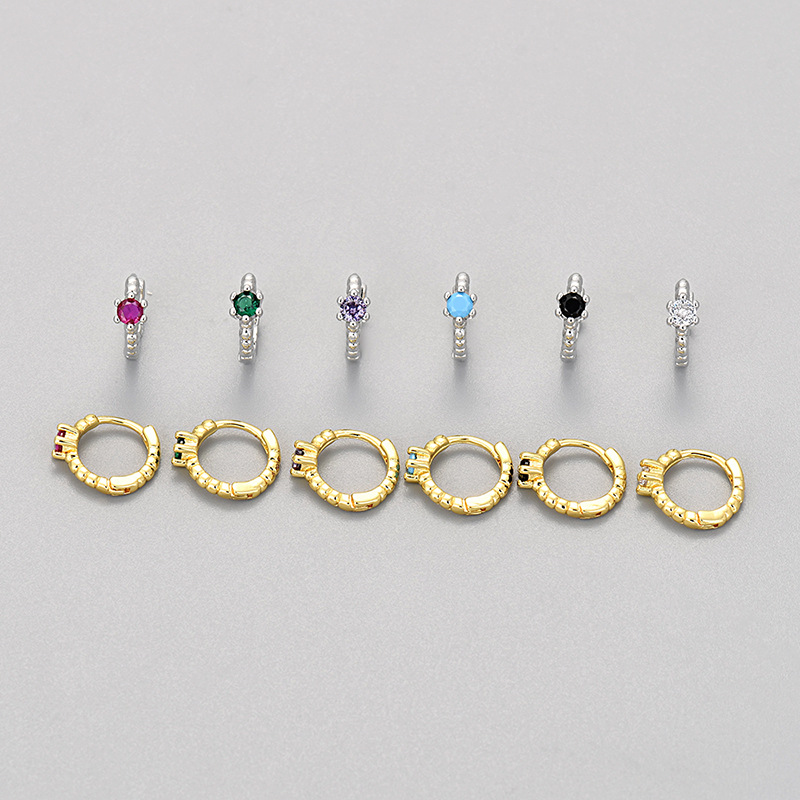 European and American Cross-border Zircon 2024 Raise Niche Design Sense Ear Buckle Thread Zircon Round Earrings Ear Ring Simple Jewelry