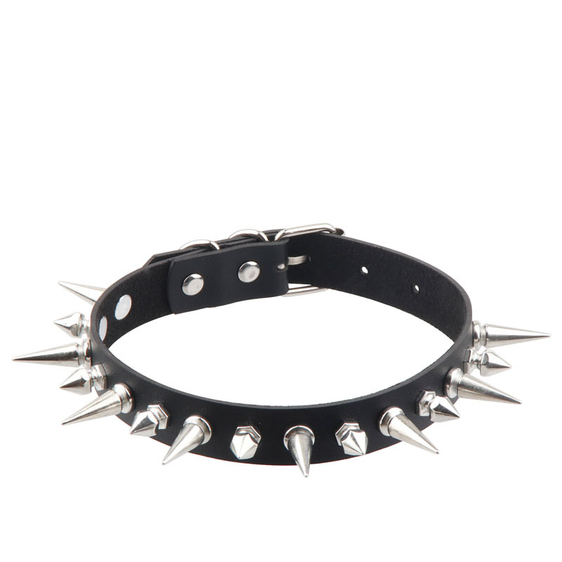 European and American Harajuku punk pu leather multi-spike collar necklace jewelry fashion women's alternative neck chain clavicle chain