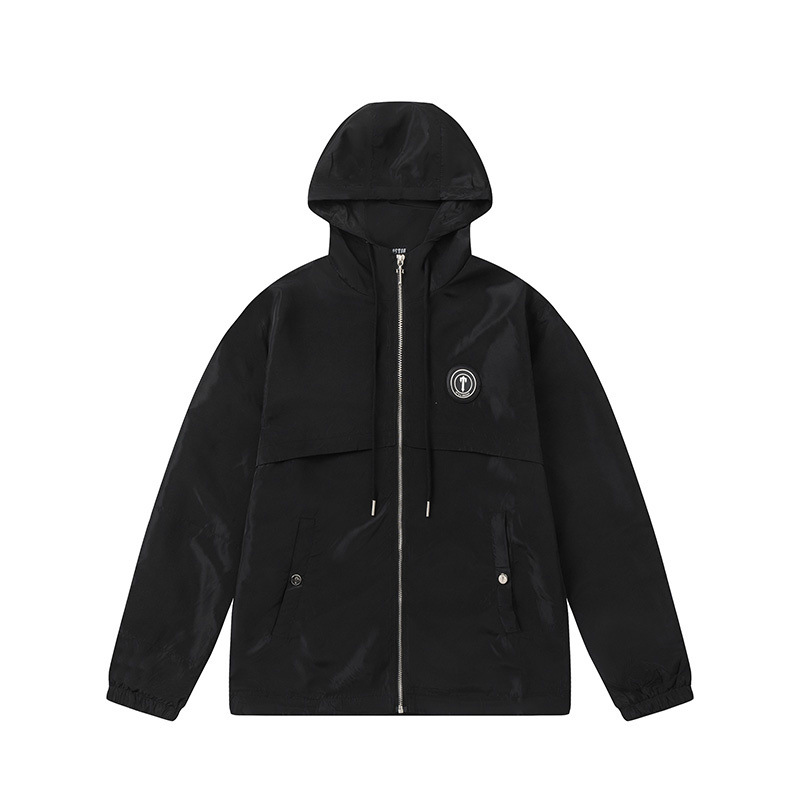 Trapstar European and American street fashion brand black embroidered letters men's jacket loose casual high street zipper windbreaker